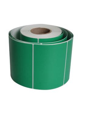 染绿色铜版纸不干胶贴纸90*60mm*490张/卷 条码打印机标签纸 现货