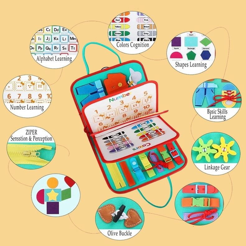 蒙氏忙碌板学习数学自理儿童毛毡书蒙特梭利早教玩具