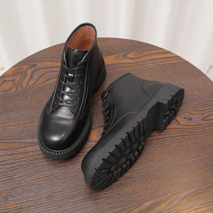 2026春新潮男中筒马丁靴头层牛皮手工擦色英伦复古风中帮工装短靴
