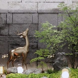 橱窗售楼处样板房大型玻璃钢雕塑大鹿摆件别墅庭院景观装 饰工艺品