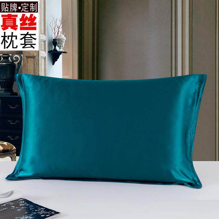 新品纯色简约护肤丝绸100桑蚕丝素绉缎双面素色纯真丝枕头套床品