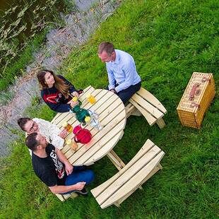 厂家直销木制咖啡店桌椅户外圆形酒吧桌椅简约花园露营风清吧桌椅