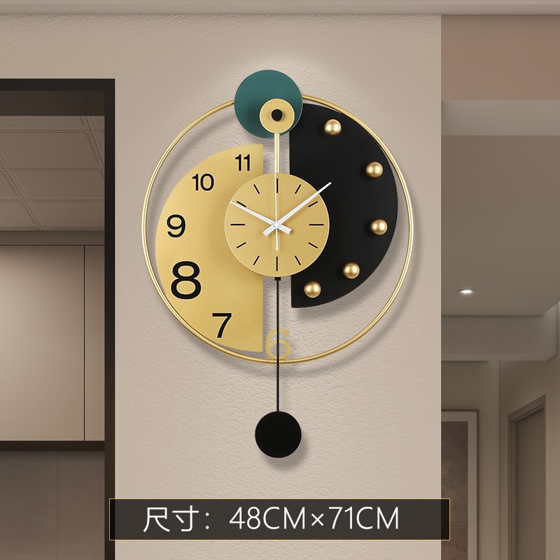 客厅挂钟轻奢风现代创意网红时钟2025新款艺术时尚免打.孔挂墙钟