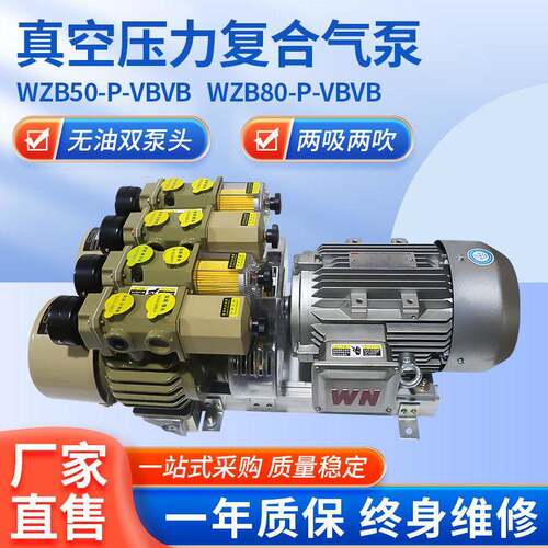 WZB-P-VBVB真空压力复合气泵无油双泵头两吸两吹大功率印刷专用泵