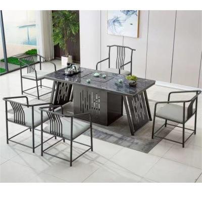 现代简约轻奢岩板茶桌椅组合办公室家用阳台茶台泡茶桌烧水壶一体