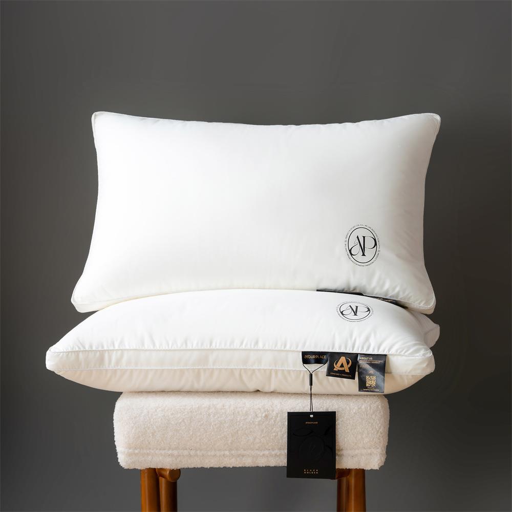 高端酒店深睡枕柔软蓬松亲肤纯棉细腻A类面料全棉贡缎透气枕芯