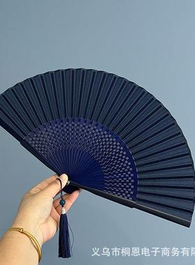 纯色扇子折扇中国风灰色烤漆边竹扇和风夏季空白日用素面折叠扇子