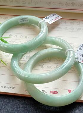 【一物一图】【翡翠果绿玉石手镯】天然缅甸翡翠A货细果绿浅绿飘