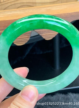 【顺丰包邮】缅甸天然大圈口翡翠处理手镯一手玉镯冰糯种阳翠绿