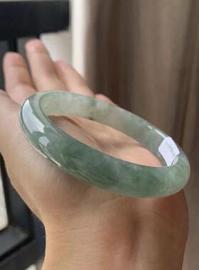 缅甸天然正品6A级翡翠手镯冰种油青浅绿清透玉手镯女