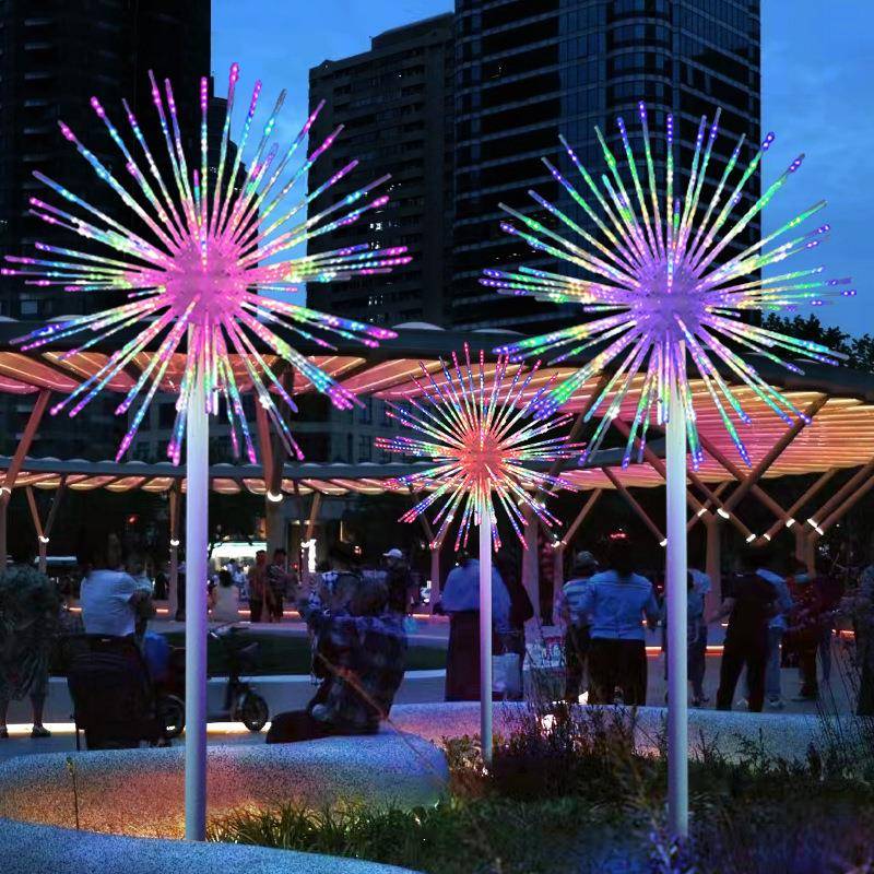 led户外数码烟花灯七彩草坪景观亮化灯公园广场立杆庭院灯礼花灯