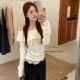 修身 女秋冬新款 显 针织衫 Poragomla韩系简约百搭一字肩荷叶边长袖