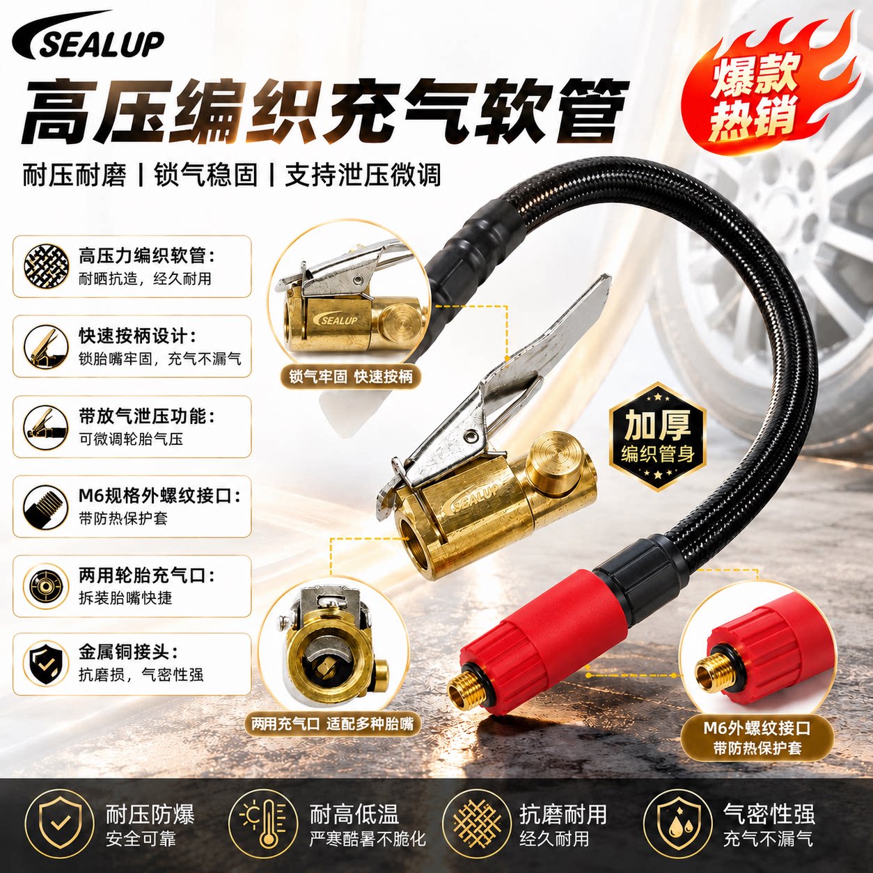 SEALUP高压防爆M6编织充气软管
