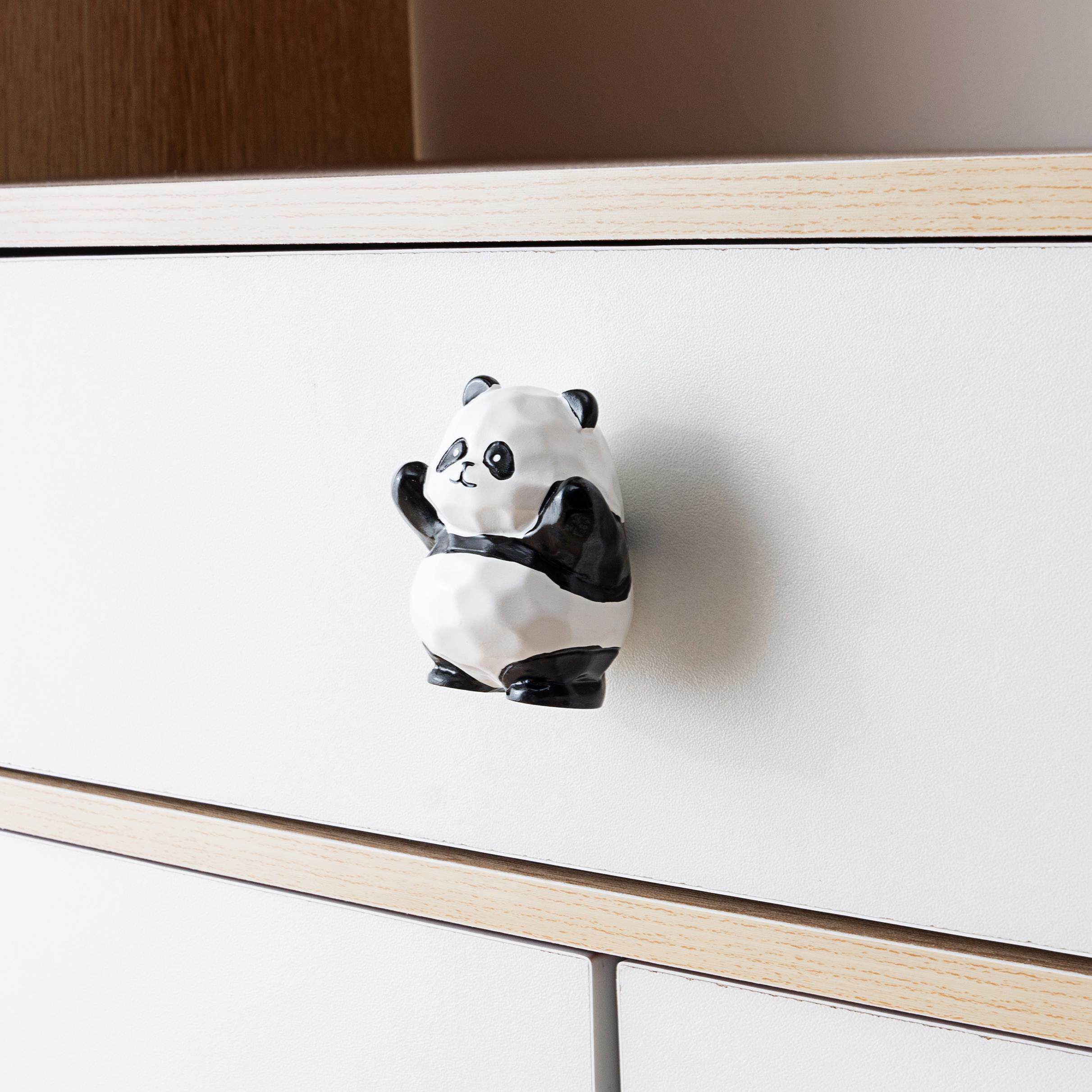 新款熊猫儿童房拉手女孩简约衣柜门床头柜抽屉猫咪小把手明装单孔