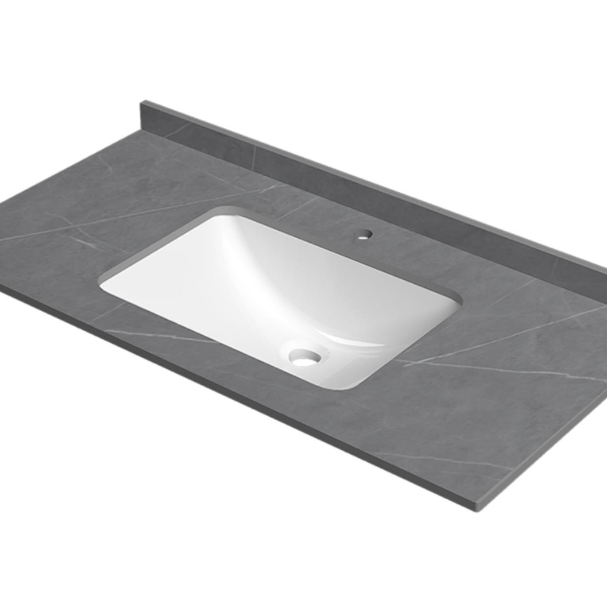 定制岩板台面台中盆半嵌入式单盆陶瓷柜盆池卫生间洗漱洗脸洗手盆