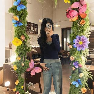 镜子装 饰边缘diy材料苔藓春天边框镜浴室梳妆穿衣镜边缘自粘边框