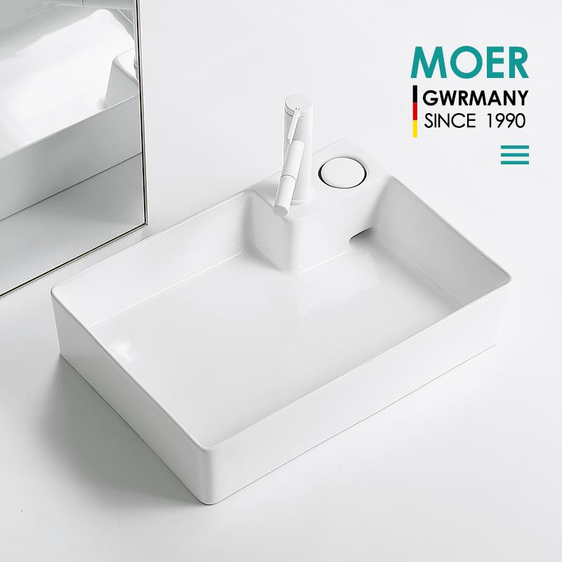 MOER新款台控陶瓷台上盆洗手盆洗脸面盆单盆卫生间阳台家用大容量