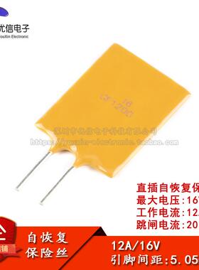 16V 12A Pptc直接插头自恢覆保险丝/保险丝16V 12000Ma引脚间距5m