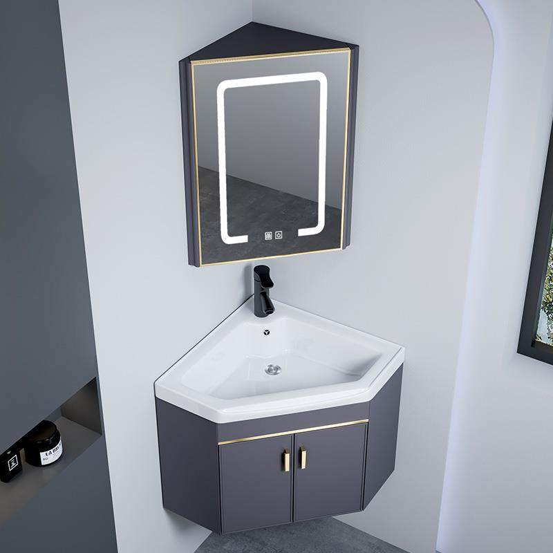 挂墙式三角形转角浴室柜组合卫生间洗手盆阳台洗脸盆小户型陶瓷盆