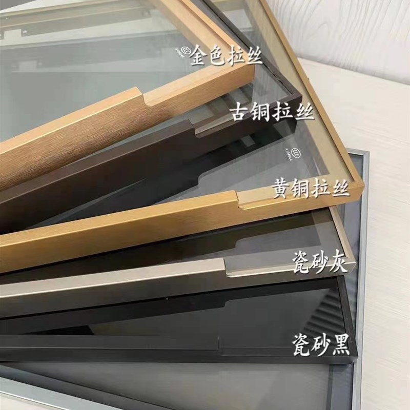 20框极简轻奢钢化玻璃门双开门橱柜门酒柜衣柜定制平开门鞋柜铝合图片