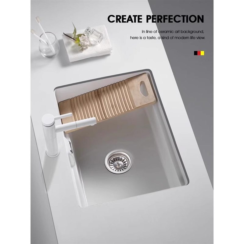 轻奢出口级阳台陶瓷台下r洗衣盆带搓板家用加深大容量平底方盆池