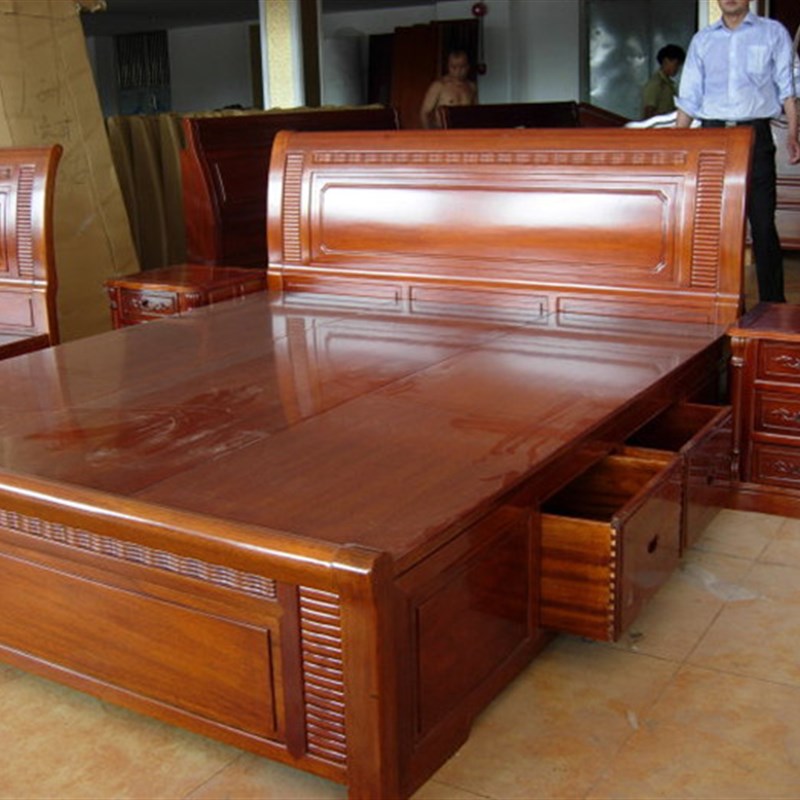 红木家具床花梨木色菠萝格全实木简约新中式J卧室1.8米1.5米双人