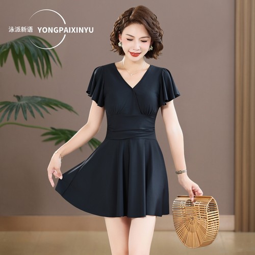 2025年新款纯色遮肚显瘦分体泳衣