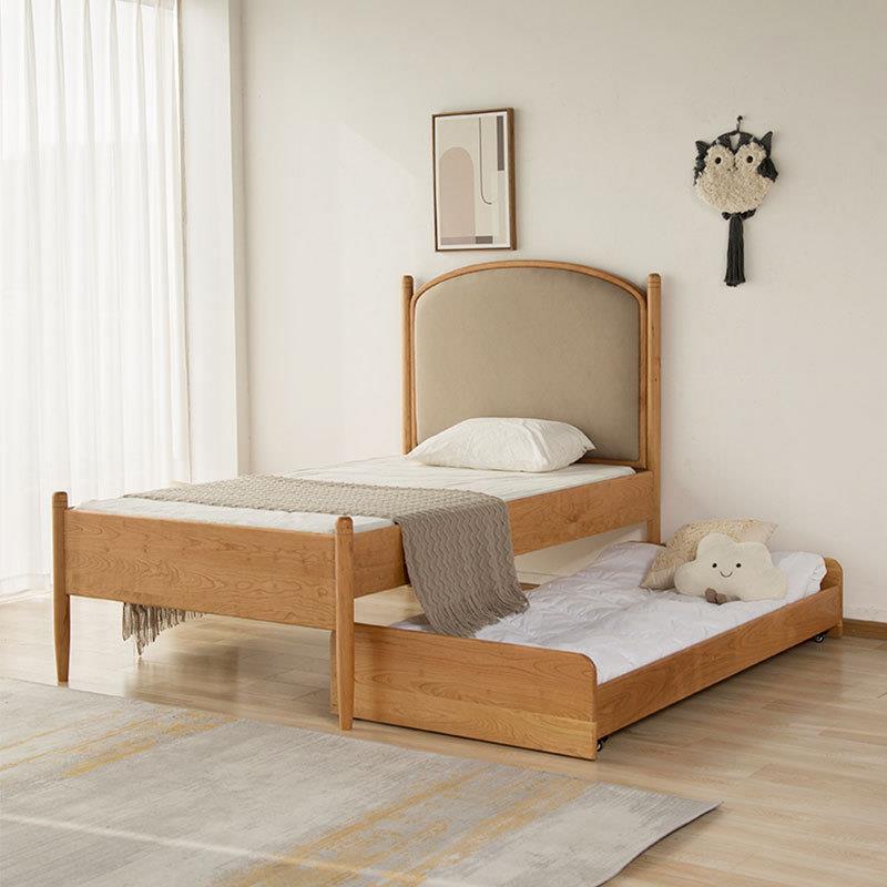 全实木卡通儿童软靠背儿童床男女孩伸缩床抽拉樱桃木双层多功能床