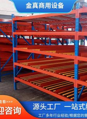 流利式货架仓储货物收纳货架重型置物架储物架五金可拆卸多层设计