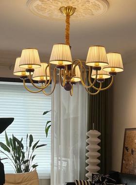 新款美式复古客厅灯吊灯法式中古风主书房南洋风卧室餐厅布艺灯罩