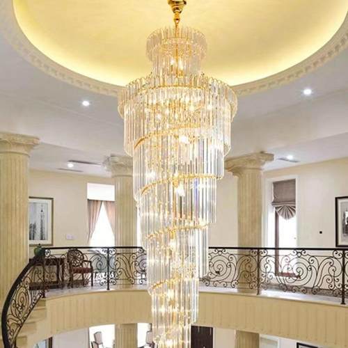 复式楼梯吊灯轻奢客厅别墅大厅水晶灯现代简约旋转楼梯吊灯长吊灯