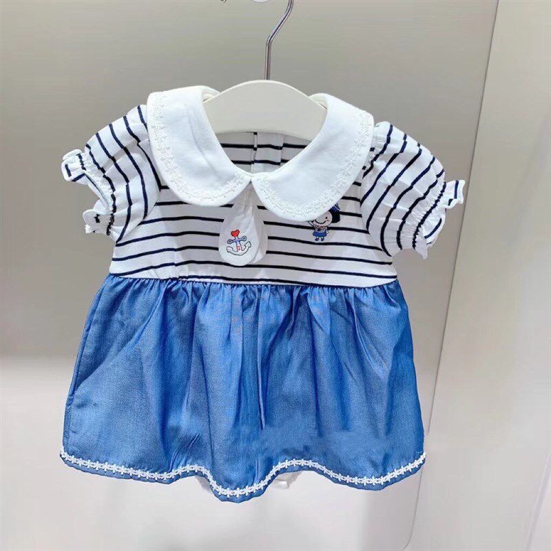 韩国童装 夏新款女童宝宝清爽条纹翻领可爱领结连衣裙 娃娃裙子,童装/婴儿装/亲子装,连衣裙,淘宝优惠券,粉丝福利购,淘宝优惠卷