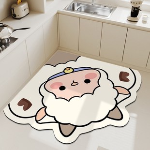 卡通厨房地垫防滑防油可擦免洗专用扇形耐脏脚垫门口家用2024新款
