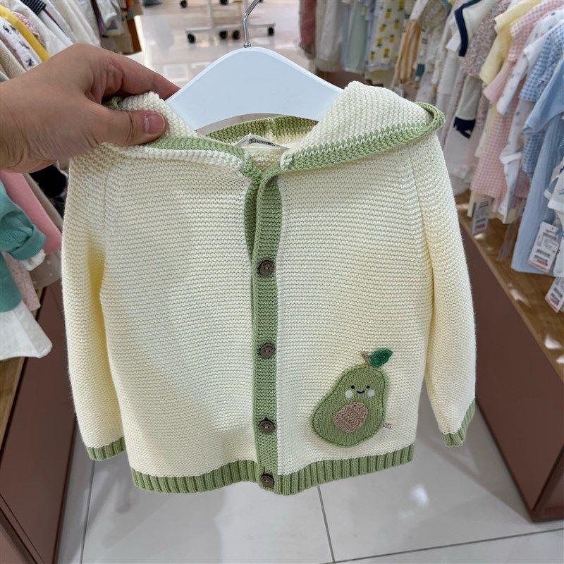 韩国童装 24秋新款男女儿童宝宝手缝啤梨可爱连帽针织开衫外套,童装/婴儿装/亲子装,毛衣/针织衫,淘宝优惠券,粉丝福利购,淘宝优惠卷