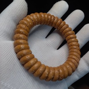 桃核光珠手串新款金饭碗隔片男女纯天然手链手工抛光精品