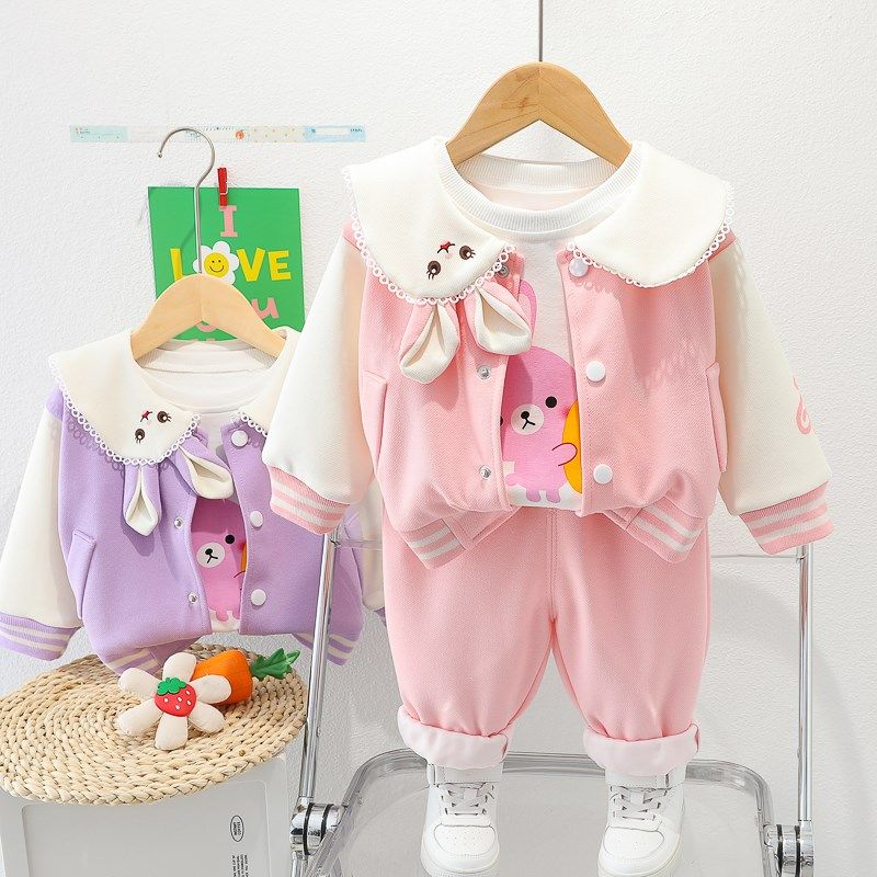 女宝宝春装三件套洋气婴儿春季套装女童外套2024新款分体春天衣服,童装/婴儿装/亲子装,套装,淘宝优惠券,粉丝福利购,淘宝优惠卷
