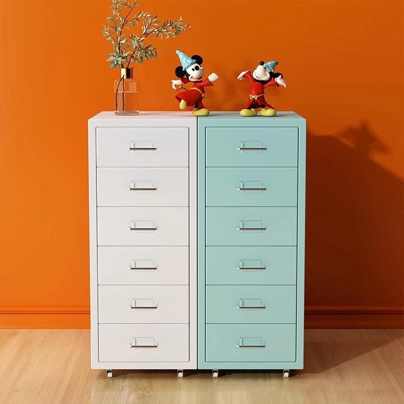 多斗柜抽屉式铁皮文件柜收纳柜办公室储物柜子桌下小柜子移动矮柜