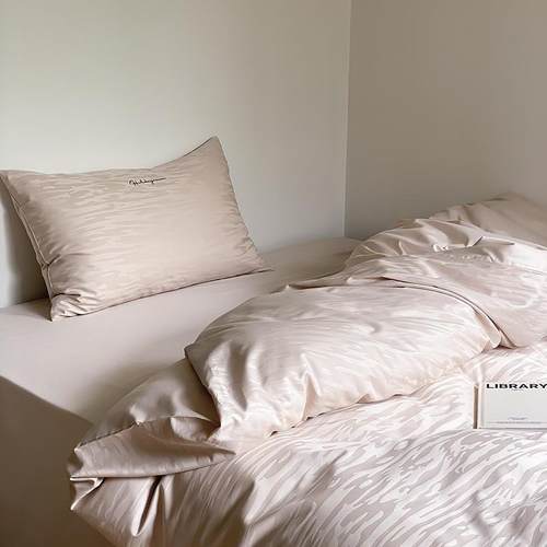 冰川与海｜轻奢100S床上四件套提花贡缎长绒棉被套用品床笠款