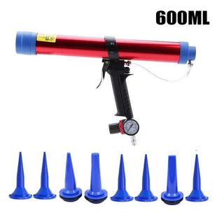 600ML气动玻璃胶压胶枪套装 密封胶填缝带标调速填缝喷嘴