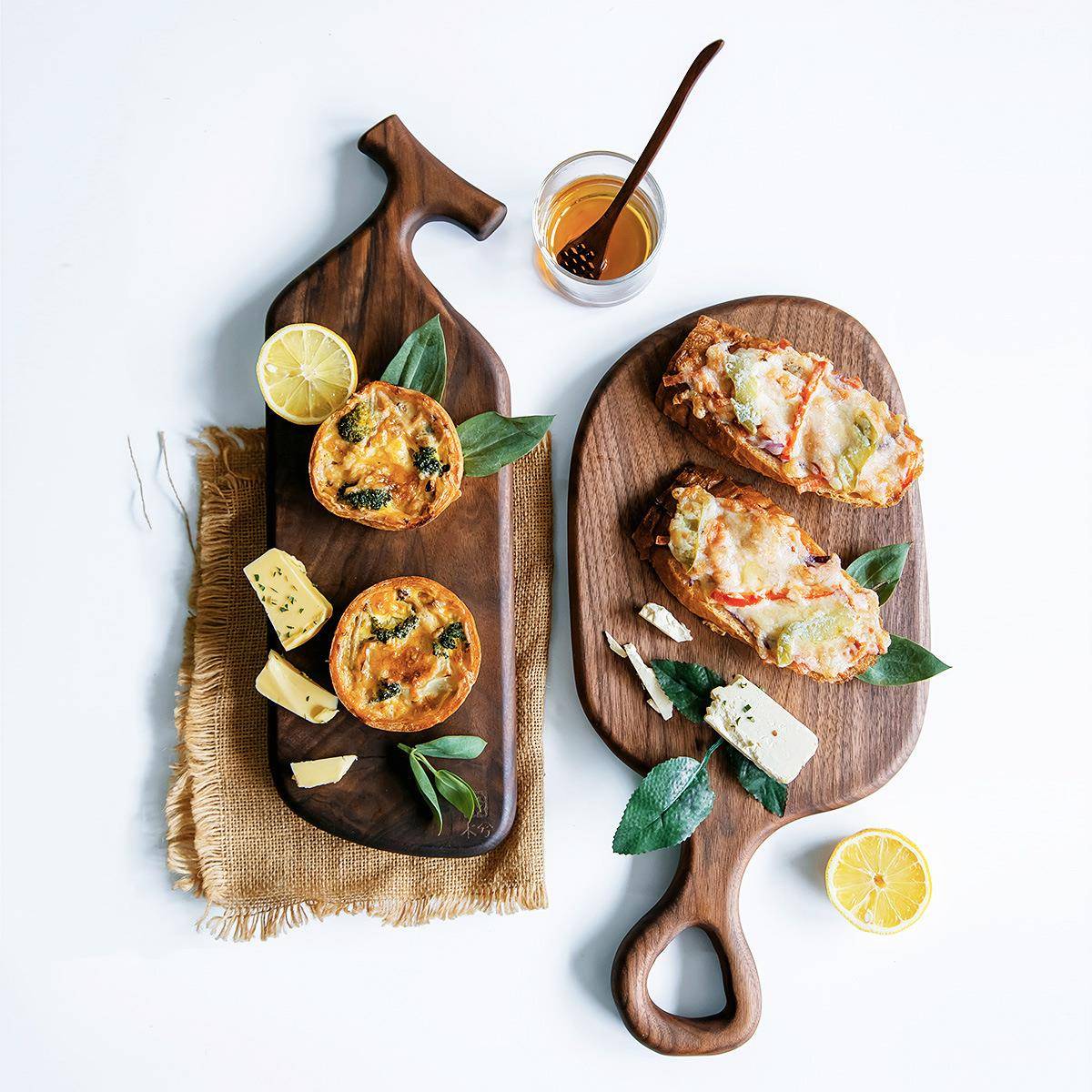 BK9K黑胡桃木整木砧板实木面包板切水果披萨板美食摄影摆拍