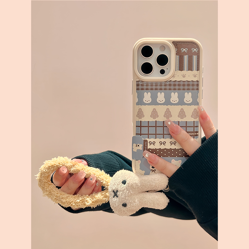 钰锴 ins秋冬可爱费尔岛拼接米菲兔小狗适用苹果17ProMax手机壳iphone15新款16pro女13全包15pro防摔保护套14