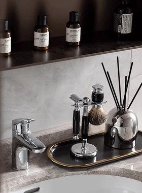 卫生间样板房软装饰品浴室洗手台按压瓶扩M香石香薰收纳托盘摆件