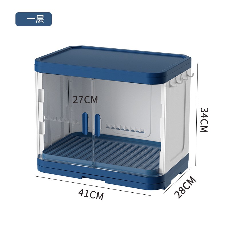 厨房碗架多层双开门带盖放餐具置物架多功能储Q物柜防尘碗筷收纳