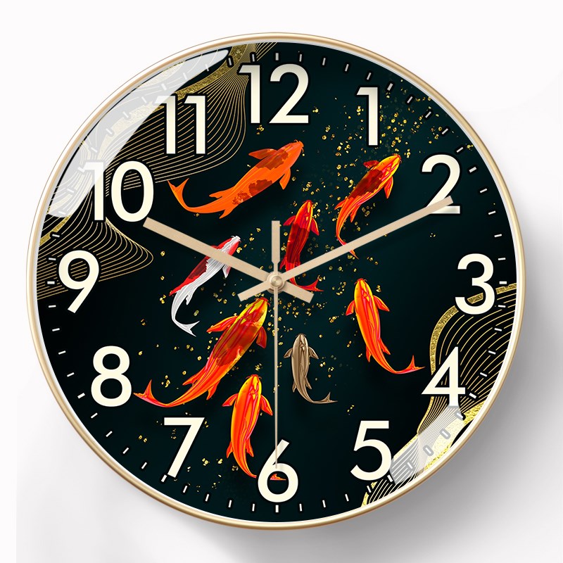 时尚轻奢挂钟石英钟表中国风自动对时钟J电波钟静音家用客餐厅挂