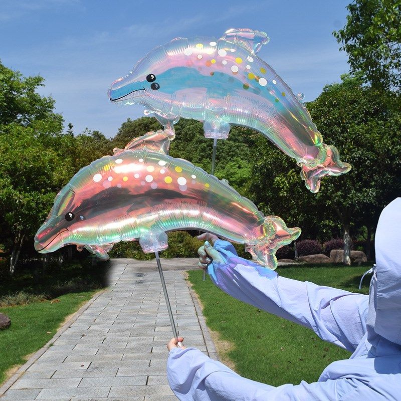 透明炫彩渐变海豚夹片手持铝膜气球F幼儿园学校聚会派对活动装饰,节庆用品/礼品,气球,淘宝优惠券,粉丝福利购,淘宝优惠卷