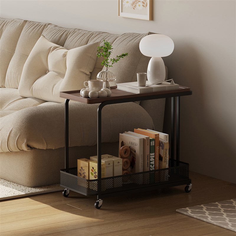 可移动客厅沙发侧边小推车铁艺边几小茶几创M意轻奢高级感中古边