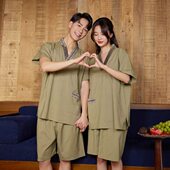 加肥桑拿全棉浴服温泉洗浴按摩理疗服 大码 汗蒸服男款 高档苎麻女款