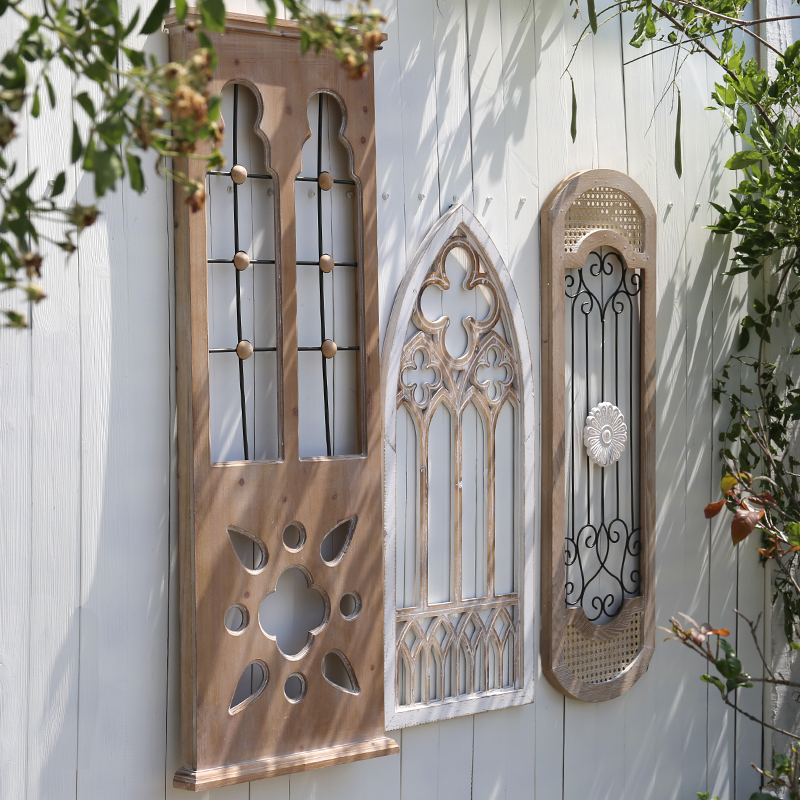 木质铁艺复古壁饰 做旧假窗墙饰玄关装饰电N视柜背景墙挂饰壁挂件