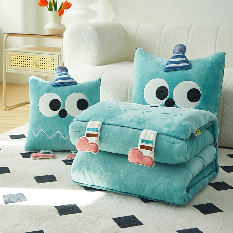 抱枕被子两用牛奶绒冬季加厚午睡枕头汽车载靠枕办U公室折叠毯午