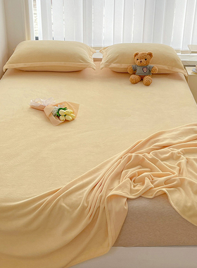 冬季珊瑚绒床单单件加厚加绒牛奶绒单人宿M舍毛毯床笠枕套三件套